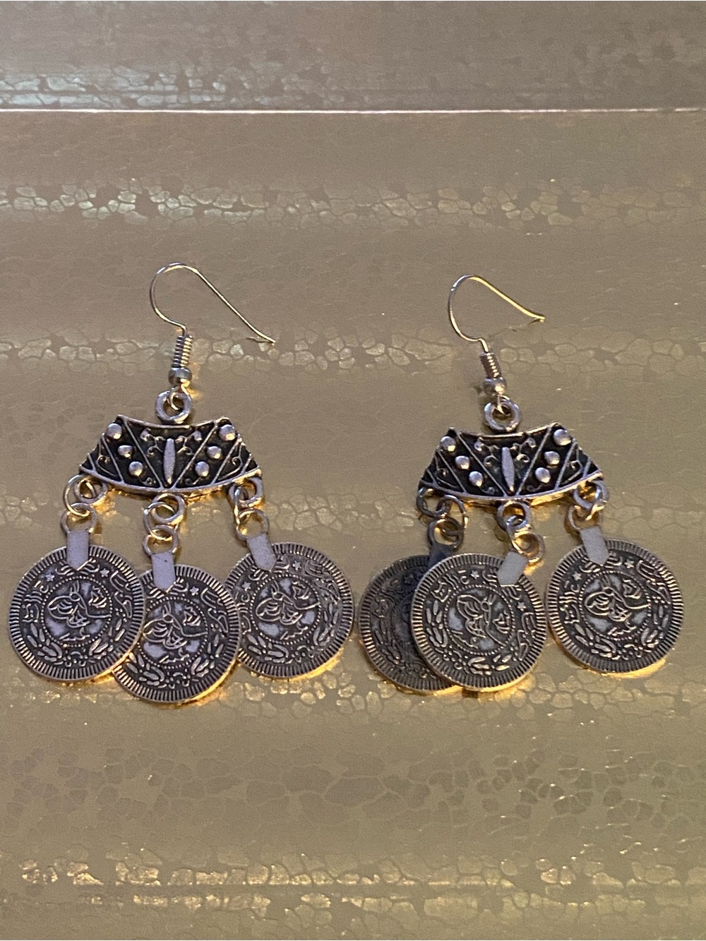 New Bohemian Sterling Silver Coin Dangle Earrings
